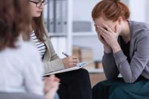 Sad,Woman,Crying,During,Psychotherapy,At,Professional,Clinic